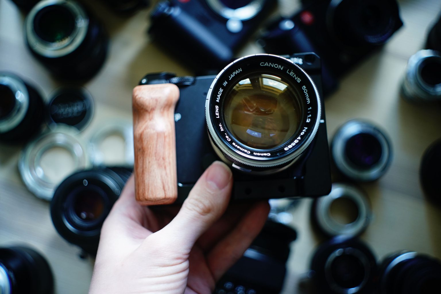 Sigma Fp, wooden grip